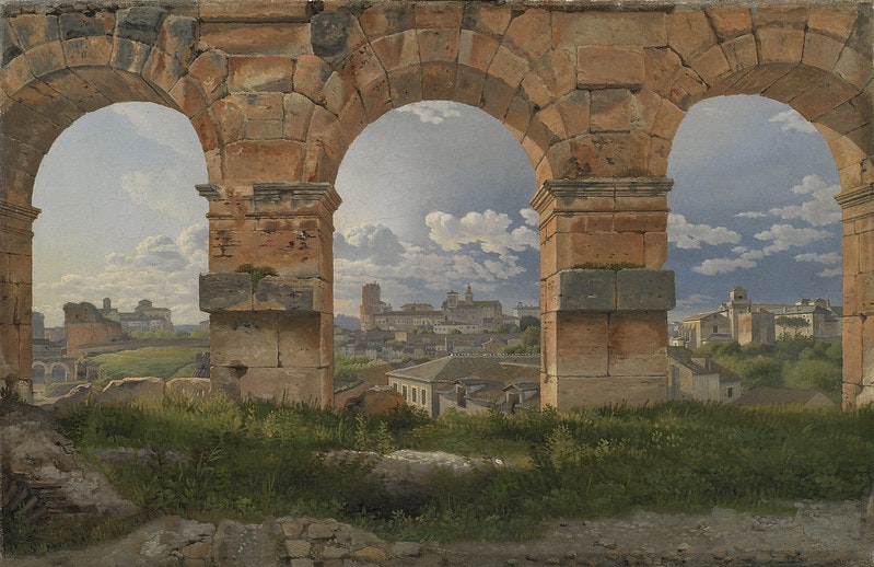 A View through Three of the Northwestern Arches of the Third Storey of the Colosseum in Rome (1815) by C.W. Eckersberg; Statens Museum for Kunst, CC-BY